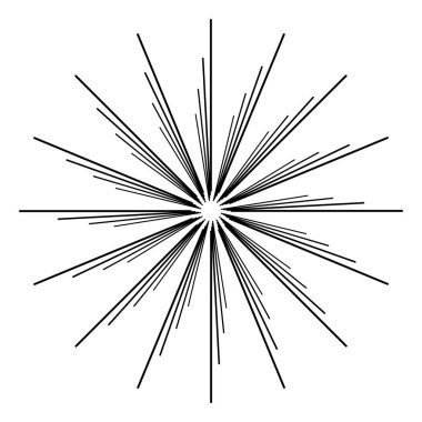 Radyal, yayılan patlama hatları. Satır birleştirme tasarımı, illüstrasyon stok vektör illüstrasyonu, klip sanatı grafikleri 