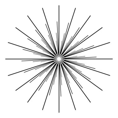 Radyal, yayılan patlama hatları. Satır birleştirme tasarımı, illüstrasyon stok vektör illüstrasyonu, klip sanatı grafikleri 