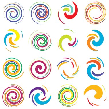 Soyut spiral, girdap, dönme tasarım elementi. Kıvrım, dönüşümlü şekil. Volute, vortex, helix element stok vektör çizimi, klip- art grafikleri 