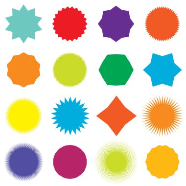 Yıldız patlaması, güneş patlaması simgesi, radyal element stok vektör çizimi, klip- sanat grafikleri 