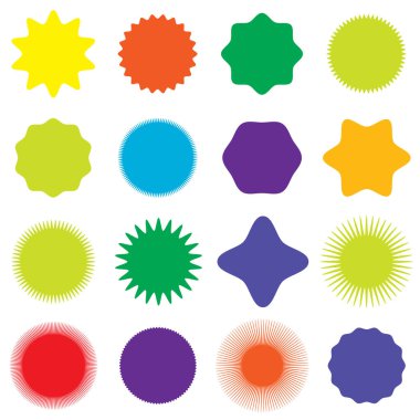 Yıldız patlaması, güneş patlaması simgesi, radyal element stok vektör çizimi, klip- sanat grafikleri 