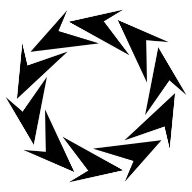 Geometrik spiral, girdap, dönme elementi. Dönen açısal geometri radyal, yayılan element stok vektör illüstrasyonu, kırpma sanatı grafikleri 