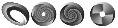 Soyut spiral, girdap, dönme tasarım elementi. Kıvrım, dönüşümlü şekil. Volute, vortex, helix element stok vektör çizimi, klip- art grafikleri 