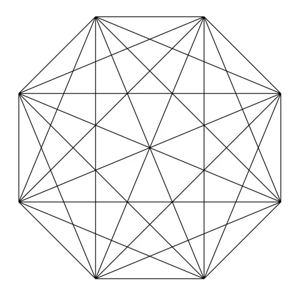 Élément Polygone Géométrique Avec Angles Dessinés Lignes Entrecoupées Grille Forme — Image vectorielle