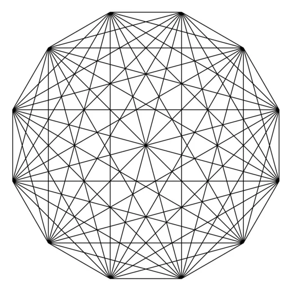 Elemento Geométrico Polígono Con Ángulos Dibujados Líneas Interseccionadas Cuadrícula Forma — Vector de stock