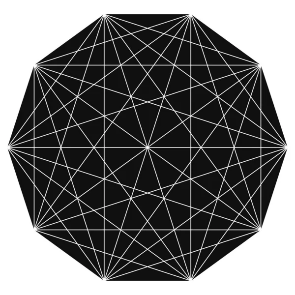 Geometrisches Polygon Element Mit Gezeichneten Winkeln Schnittlinien Sternförmiges Gitter Gitterstockvektorillustration — Stockvektor