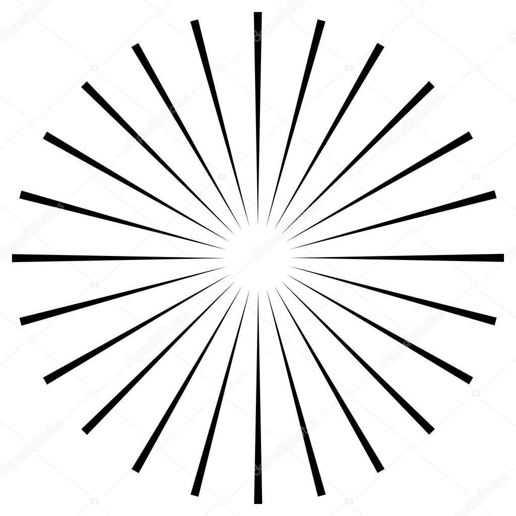 Radial, radiating burst lines. Converging lines design, illustration  stock vector illustration, clip-art graphics 