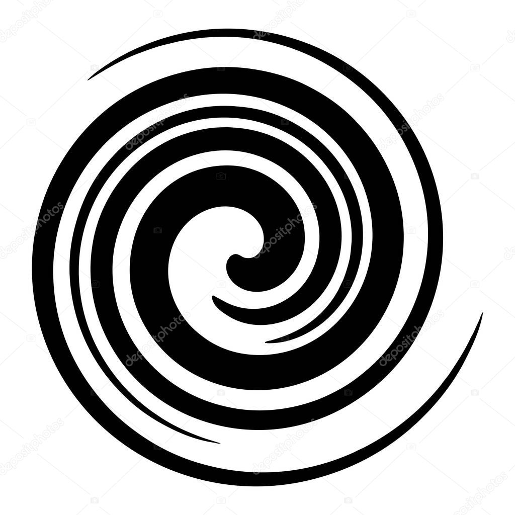 Abstract spiral, swirl, twirl design element. Curlicue, rotating shape. Volute, vortex, helix element  stock vector illustration, clip-art graphics 