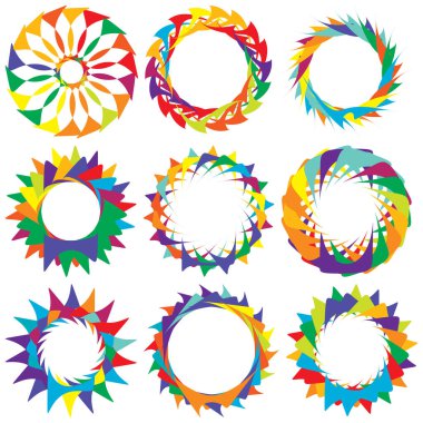 Renkli geometrik mandala. Soyut motif element stok vektör illüstrasyonu, kırpma sanatı grafikleri.