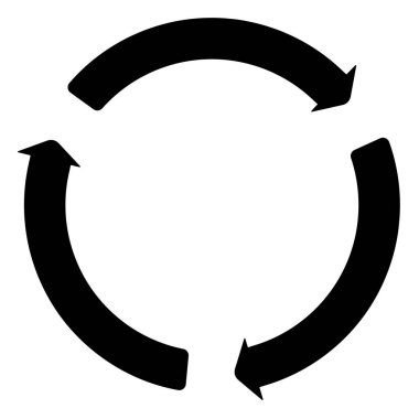 3 geri dönüşüm oku, dairesel işaretler stok vektör illüstrasyonu, kırpma sanatı grafikleri.