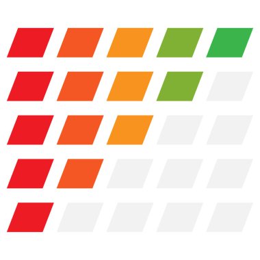 5 aşamalı basit ilerleme, renk kodlu seviye göstergesi. İlerleme, aşamalar, aşamalar konsept grafikler stok vektör illüstrasyonu, klip sanatları grafikleri.