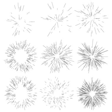 Soyut radyal, yayılan çizgiler, çizgiler. Patlama çizgileri. Hatlar kesişiyor. stok vektör illüstrasyonu, klip- art grafikleri.