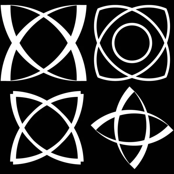 Simple Basic Four Pointed Organic Floral Motif Symbol Icon Stock — Διανυσματικό Αρχείο