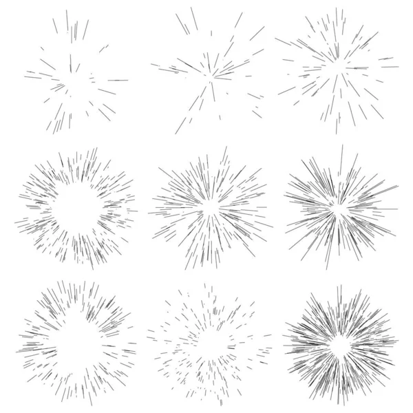 Soyut radyal, yayılan çizgiler, çizgiler. Patlama çizgileri. Hatlar kesişiyor. stok vektör illüstrasyonu, klip- art grafikleri.