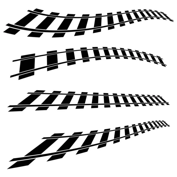 Treno Binario Ferrovia Modo Silhouette Elemento Stock Vettoriale Illustrazione Clip — Vettoriale Stock