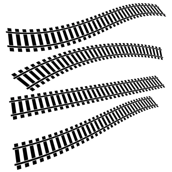 Train Track Rail Way Silhouette Element Stock Vector Illustration Clip — Stock Vector