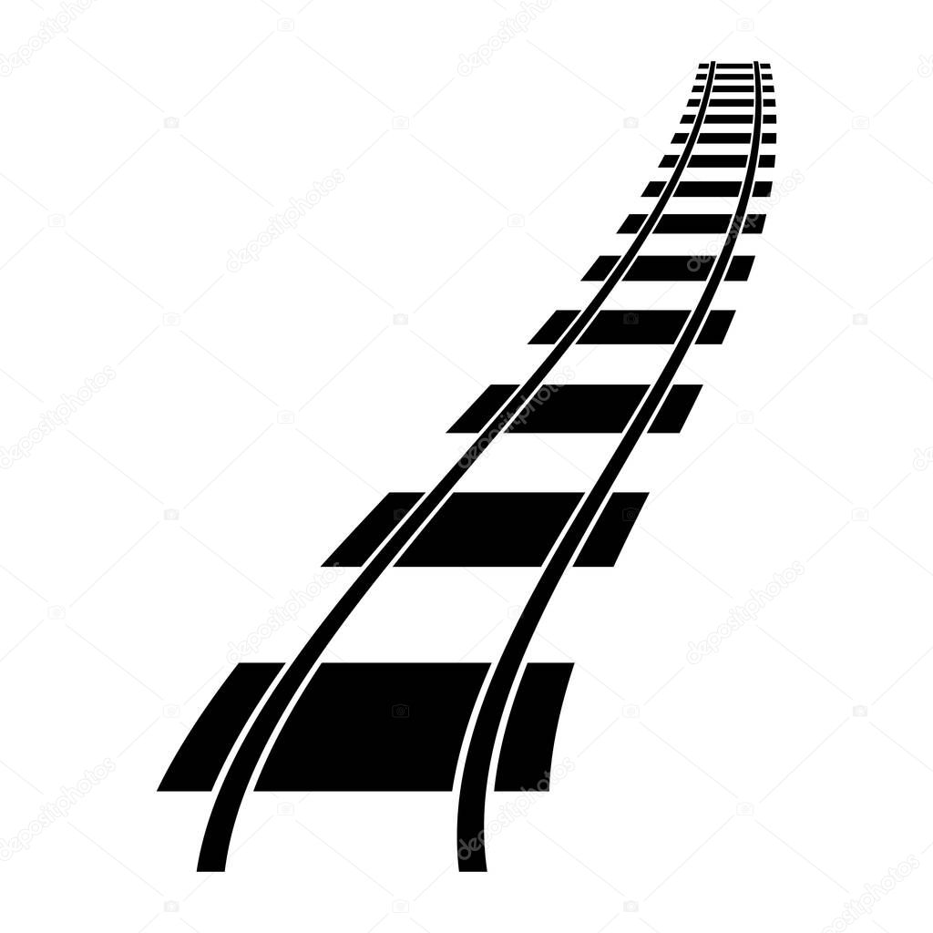 Train track, rail way silhouette element  stock vector illustration, clip-art graphics.