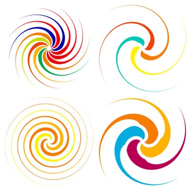 Döndür, döndür, döndür. Volt, sarmal, girdap ve girdap şeklinde. Döndürme stok vektör illüstrasyonlu radikal çizgiler, kırpma sanatı grafikleri.