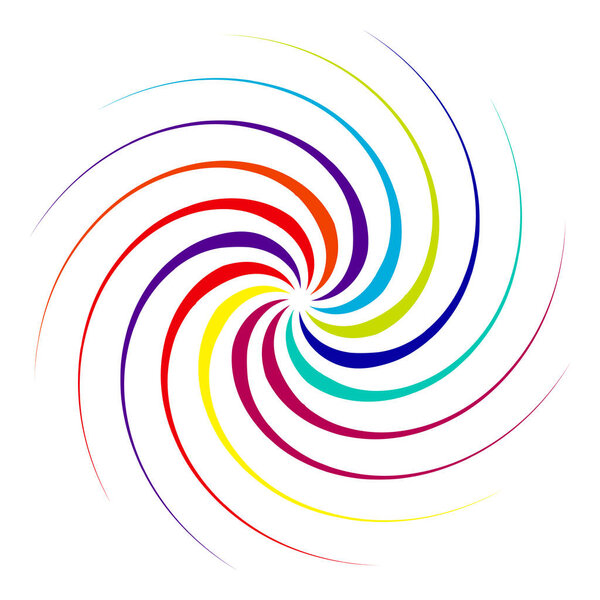 Spiral, swirl, twirl. Volute, helix, eddy and vortex shape. Radial lines with rotation  stock vector illustration, clip-art graphics.