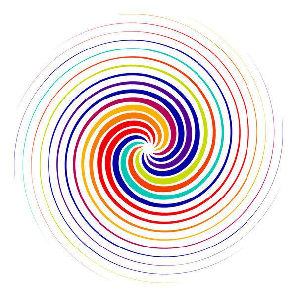 Spiral, swirl, twirl. Volute, helix, eddy and vortex shape. Radial lines with rotation  stock vector illustration, clip-art graphics.