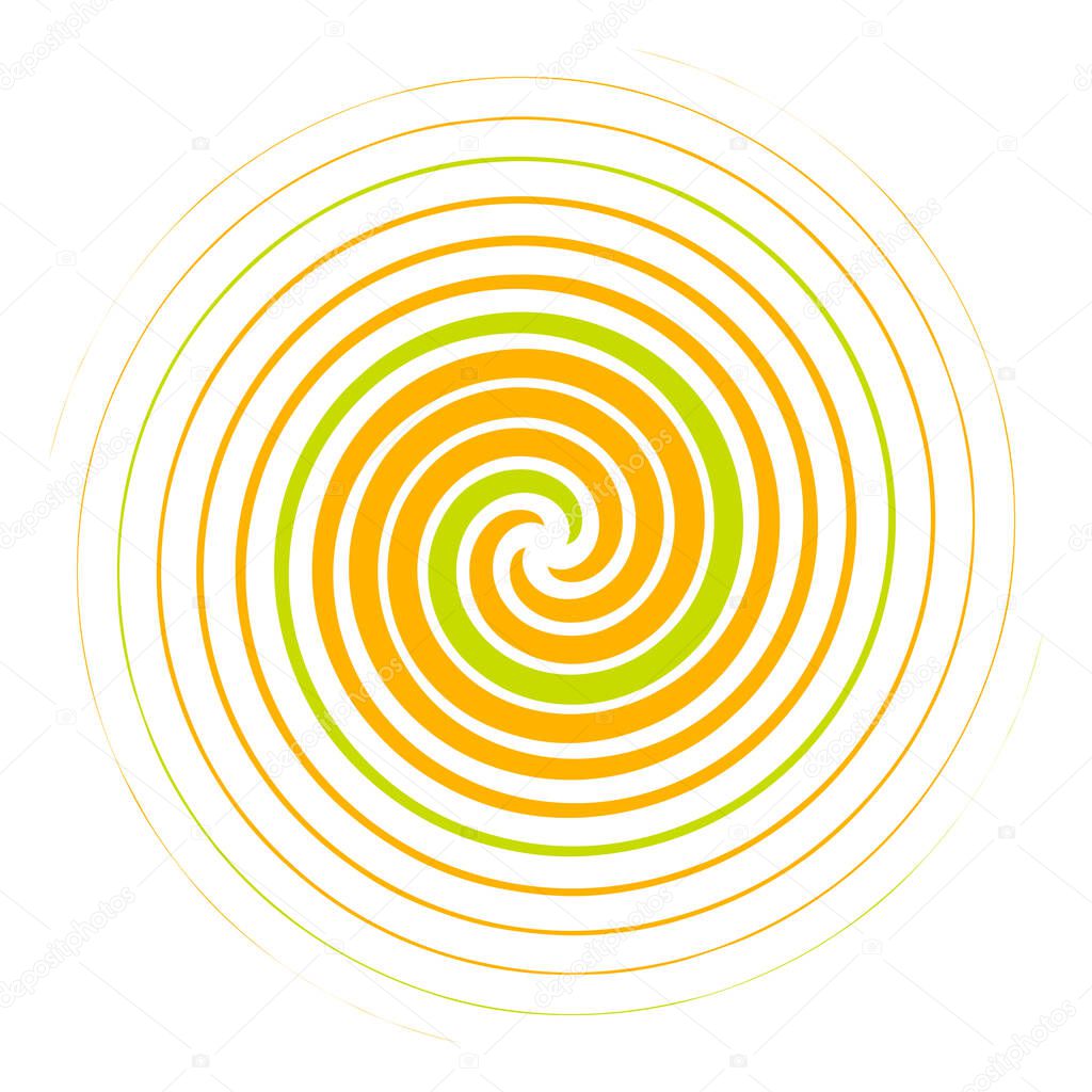 Spiral, swirl, twirl. Volute, helix, eddy and vortex shape. Radial lines with rotation  stock vector illustration, clip-art graphics.