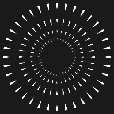 Radikal, konsantre, dairesel üçgenler şekil, tasarım ögesi, ikon stok vektör illüstrasyonu, klip- sanat grafikleri.