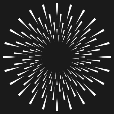 Radikal, konsantre, dairesel üçgenler şekil, tasarım ögesi, ikon stok vektör illüstrasyonu, klip- sanat grafikleri.