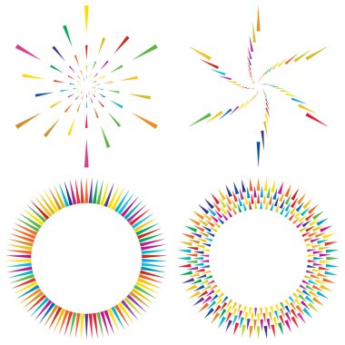 Radikal, konsantre, dairesel üçgenler şekil, tasarım ögesi, ikon stok vektör illüstrasyonu, klip- sanat grafikleri.