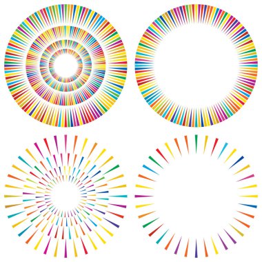 Radikal, konsantre, dairesel üçgenler şekil, tasarım ögesi, ikon stok vektör illüstrasyonu, klip- sanat grafikleri.
