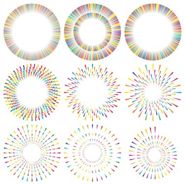 Radikal, konsantre, dairesel üçgenler şekil, tasarım ögesi, ikon stok vektör illüstrasyonu, klip- sanat grafikleri.