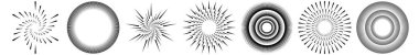Radyal, yayıcı, eşmerkezli ve dairesel çizgiler. Soyut geometrik motif, mandala, tasarım element vektör illüstrasyonu, klip-sanat grafikleri.