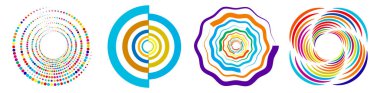 Spiral, girdap, girdap, girdap ikonu, şekil. Eşmerkezli daireler, halkalar. Döndürme effec ile soyut geometrik şekiller