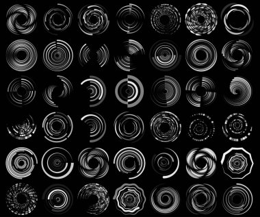 Spiral, girdap, girdap, girdap ikonu, şekil. Eşmerkezli daireler, halkalar. Döndürme effec ile soyut geometrik şekiller