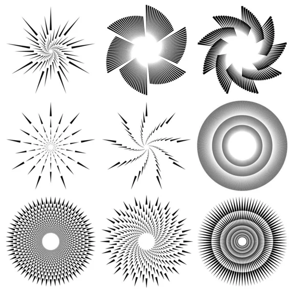 Radial Concéntrico Forma Triángulos Circulares Elemento Diseño Icono Ilustración Vector — Vector de stock