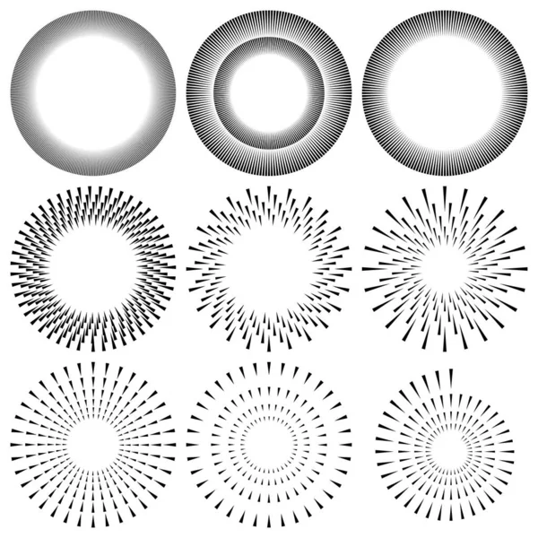 Radial Concéntrico Forma Triángulos Circulares Elemento Diseño Icono Ilustración Vector — Vector de stock