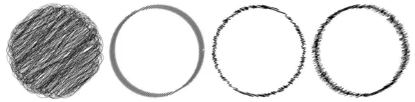 Scribble Skissartade Klotter Cirklar Med Handritade Ritning Effekt Stock Vektor — Stock vektor