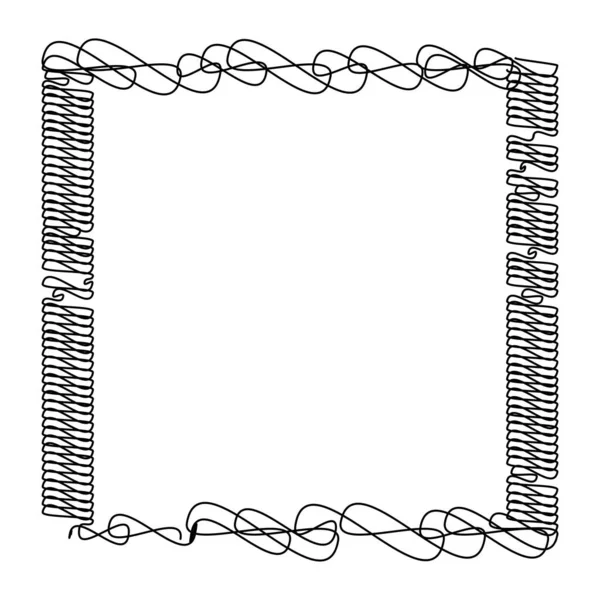 Carré Rectangle Gribouillis Esquisse Croquis Ligne Doodle Élément Lignes Ondulées — Image vectorielle