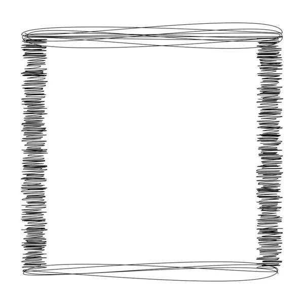 Carré Rectangle Gribouillis Esquisse Croquis Ligne Doodle Élément Lignes Ondulées — Image vectorielle