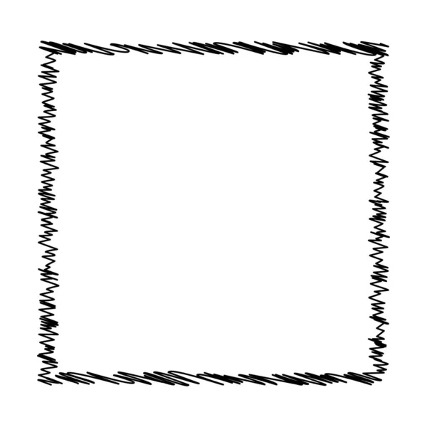 Carré Rectangle Gribouillis Esquisse Croquis Ligne Doodle Élément Lignes Ondulées — Image vectorielle