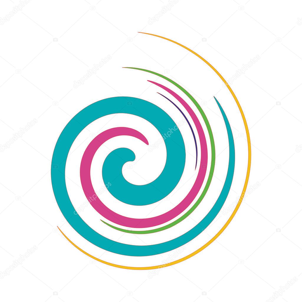Smudge, smear circular spiral, swirl, twirl element. Gel, fluid, liquid icon  stock vector illustration, clip-art graphics.