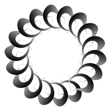 Dairesel, radyal ikon, motif, mandala şekli. Döndürme, döndürme, sarmal, volt dönüş geometrik tasarım elementi. Soyut çember hisse senedi vektör çizimi, klip- sanat grafikleri.