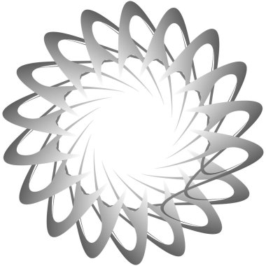 Dairesel, radyal ikon, motif, mandala şekli. Döndürme, döndürme, sarmal, volt dönüş geometrik tasarım elementi. Soyut çember hisse senedi vektör çizimi, klip- sanat grafikleri.