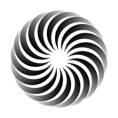Dairesel, radyal ikon, motif, mandala şekli. Döndürme, döndürme, sarmal, volt dönüş geometrik tasarım elementi. Soyut çember hisse senedi vektör çizimi, klip- sanat grafikleri.
