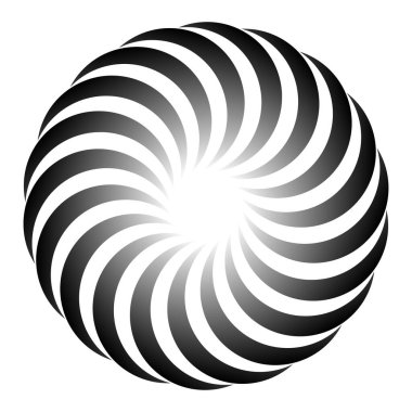 Dairesel, radyal ikon, motif, mandala şekli. Döndürme, döndürme, sarmal, volt dönüş geometrik tasarım elementi. Soyut çember hisse senedi vektör çizimi, klip- sanat grafikleri.
