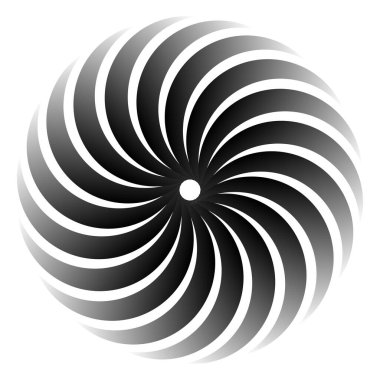 Dairesel, radyal ikon, motif, mandala şekli. Döndürme, döndürme, sarmal, volt dönüş geometrik tasarım elementi. Soyut çember hisse senedi vektör çizimi, klip- sanat grafikleri.