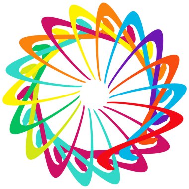 Dairesel, radyal ikon, motif, mandala şekli. Döndürme, döndürme, sarmal, volt dönüş geometrik tasarım elementi. Soyut çember hisse senedi vektör çizimi, klip- sanat grafikleri.