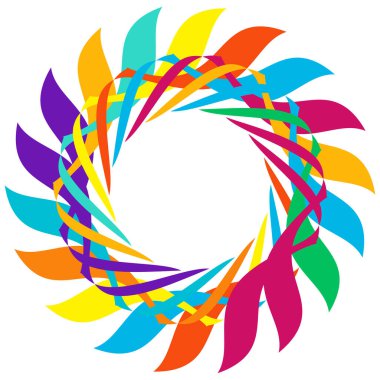 Dairesel, radyal ikon, motif, mandala şekli. Döndürme, döndürme, sarmal, volt dönüş geometrik tasarım elementi. Soyut çember hisse senedi vektör çizimi, klip- sanat grafikleri.