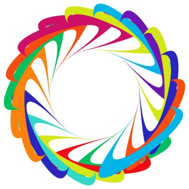Dairesel, radyal ikon, motif, mandala şekli. Döndürme, döndürme, sarmal, volt dönüş geometrik tasarım elementi. Soyut çember hisse senedi vektör çizimi, klip- sanat grafikleri.