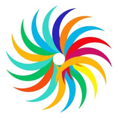 Dairesel, radyal ikon, motif, mandala şekli. Döndürme, döndürme, sarmal, volt dönüş geometrik tasarım elementi. Soyut çember hisse senedi vektör çizimi, klip- sanat grafikleri.