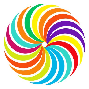 Dairesel, radyal ikon, motif, mandala şekli. Döndürme, döndürme, sarmal, volt dönüş geometrik tasarım elementi. Soyut çember hisse senedi vektör çizimi, klip- sanat grafikleri.